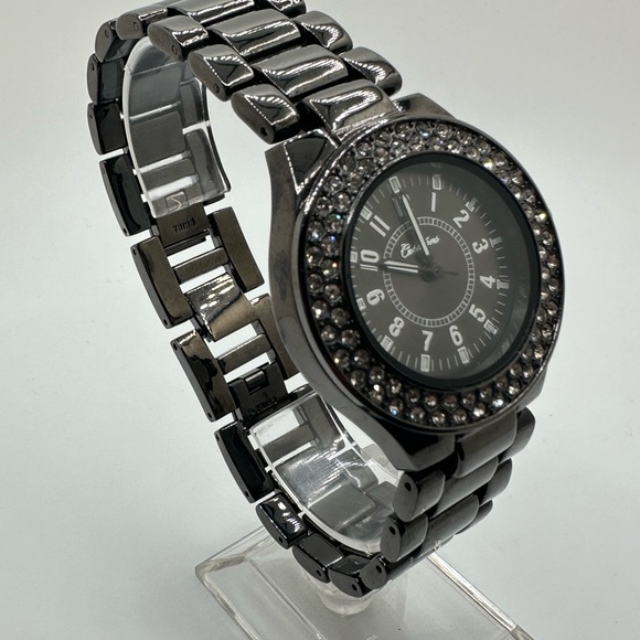 Men’s Curations Brand Black Chrome and Rhinestone Quartz Watch - Picture 4 of 8